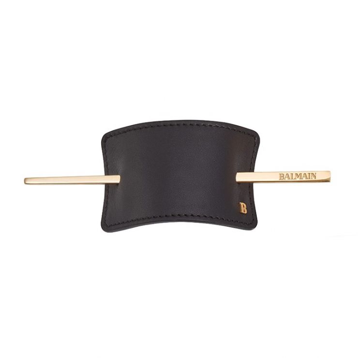 Hair Barrette Leather Black